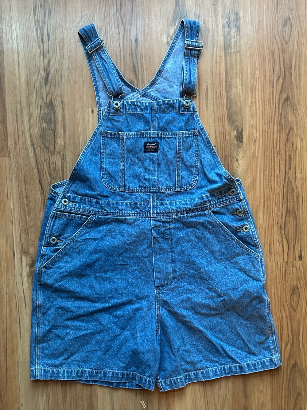 Vintage Unionbay Denim Shortalls / 90s Y2K Denim Overalls Size M-L
